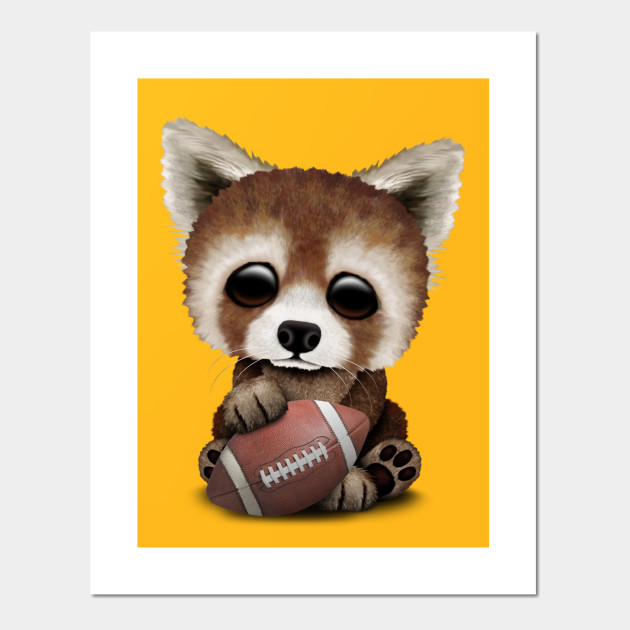 Cute Baby Red Panda Playing With Football